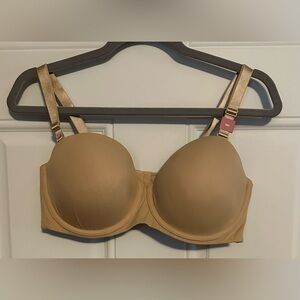 Lane Bryant Cacique Beige Lightly Lined Multi-Way Strapless Underwire Bra - 38D